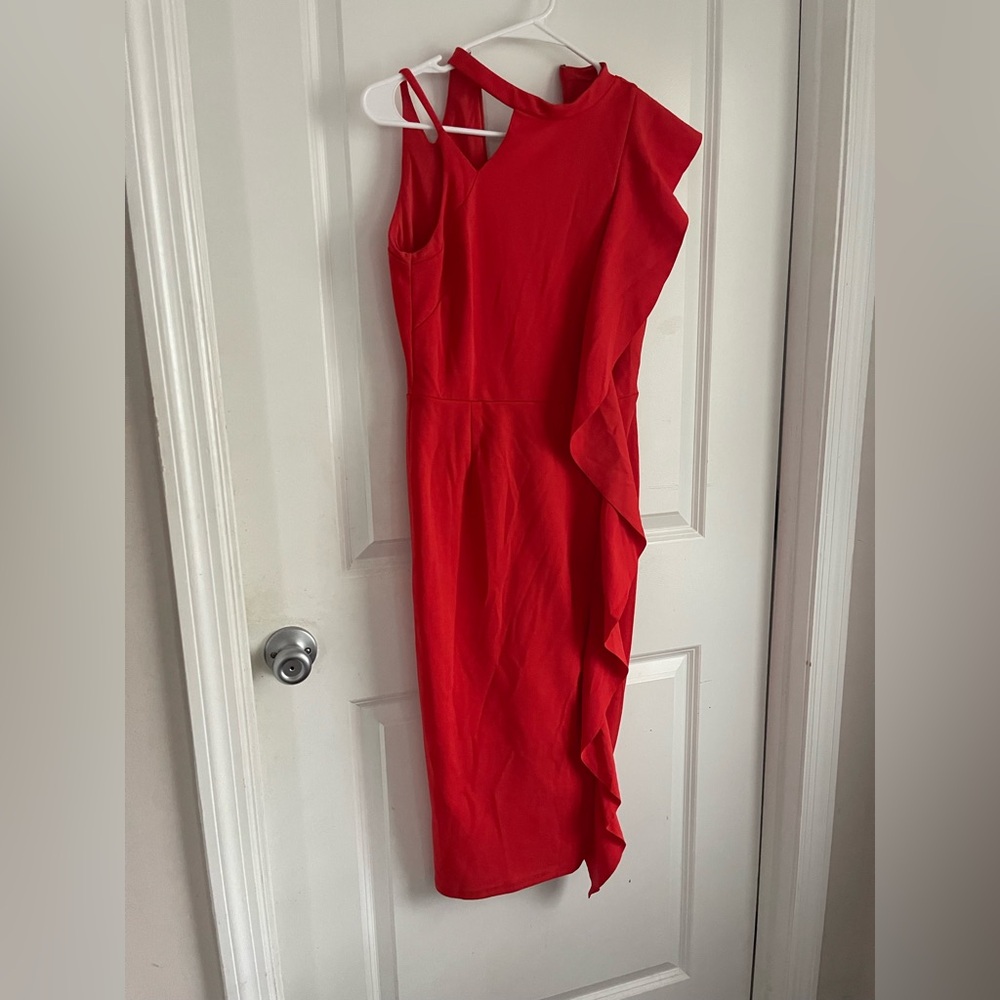 Elegant Top Shop Red One-Shoulder Dress
